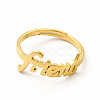 Ion Plating(IP) 304 Stainless Steel Word Friend Adjustable Ring for Women RJEW-B027-07G-2