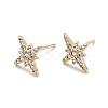 Clear Cubic Zirconia Star Stud Earrings X-EJEW-G297-17G-1