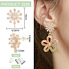 BENECREAT 8Pcs Brass Pave Clear Cubic Zirconia Flower Stud Earrings Finding KK-BC0011-13-2