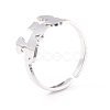 Kittens and Puppies 304 Stainless Steel Cuff Ring for Women RJEW-B035-08P-3