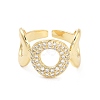 Brass Micro Pave Clear Cubic Zirconia Open Cuff Ring for Women RJEW-Z055-04G-02-2