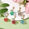 5Pcs Flower Acrylic & Glass Pendant Decorations HJEW-TA00178-2