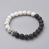 Natural Lava Rock Beads and Natural Howlite Beads Stretch Bracelets BJEW-JB03851-04-1