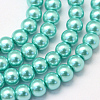 Baking Painted Pearlized Glass Pearl Round Bead Strands HY-Q330-8mm-65-1