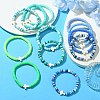 12Pcs 12 Colors Polymer Clay Disc Beaded Stretch Bracelet Sets BJEW-JB10736-2