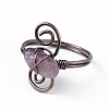 Natural Amethyst Chips with Vortex Finger Ring RJEW-L082-02R-04-3