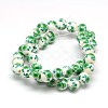 Handmade Flower Printed Porcelain Ceramic Beads Strands PORC-M007-10mm-16-2