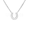 TINYSAND 925 Sterling Silver CZ Rhinestone Letter U Initial Pendant Necklaces TS-N210-S-1