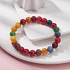 Dyed Natural Weathered Agate Round Beaded Stretch Bracelet for Women BJEW-JB09382-4
