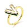 Mixed Color Enamel Initial Letter Adjustable Ring with Clear Cubic Zirconia RJEW-P045-01G-V-4