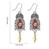 Arch with Owl Dangle Earrings with Enamel JE1084A-2