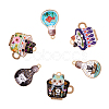 Japanese Style Print Alloy Enamel Pendants ENAM-CJ0001-27-RS-4