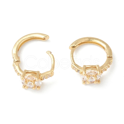 Brass Micro Pave Clear Cubic Zirconia Huggie Hoop Earrings EJEW-L234-026-1