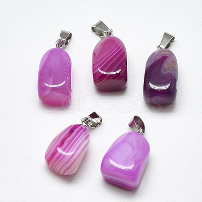 Natural Banded Agate/Striped Agate Pendants G-T122-20B-1