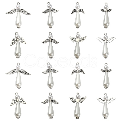 40Pcs 8 Styles Acrylic Imitation Pearl & Alloy Charms PALLOY-CJ0002-67-1