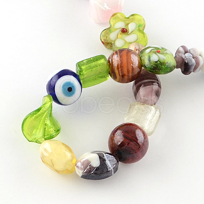 Mixed Shapes Handmade Lampwork Bead Strands LAMP-R132-01-1