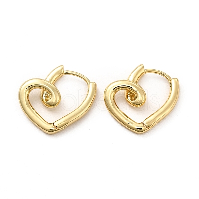 Rack Plating Brass Heart Hoop Earrings for Women EJEW-F302-01G-1