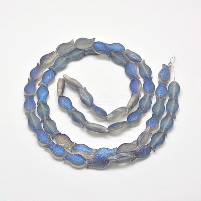 Frosted Electroplate Glass Fish Beads Strands X-EGLA-M001-D04-1