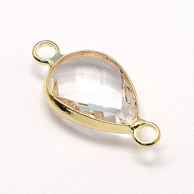 Golden Tone Brass Glass Teardrop Links connectors GLAA-J010A-HF31-G-1