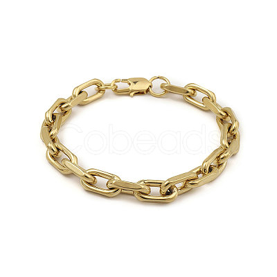 201 Stainless Steel Oval Link Chain Bracelets for Men BJEW-R313-07G-1