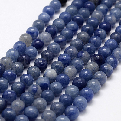 Dyed & Heated Natural Blue Aventurine Beads Strands X-G-F380-8mm-1