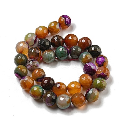 Faceted Natural Banded Agate Beads Strands G-F447-12mm-O06-1