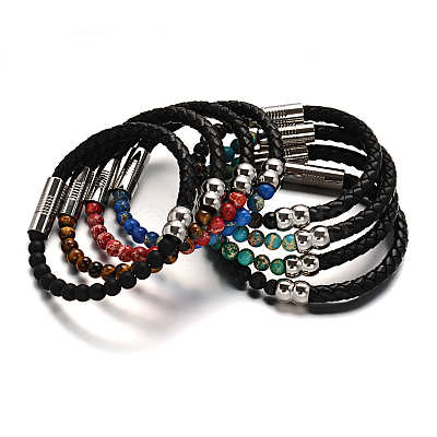 Leather Cord Bracelets BJEW-E273-02M-1