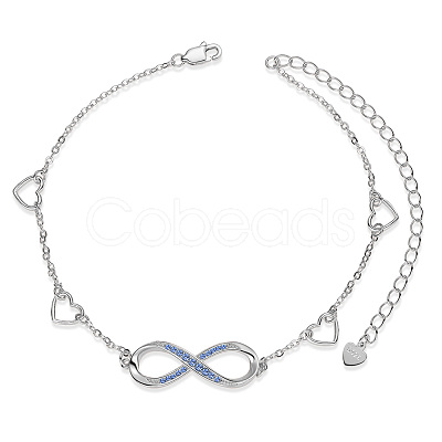 SHEGRACE Rhodium Plated 925 Sterling Silver Link Anklets JA132A-1