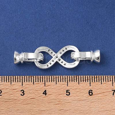 Rack Plating Brass Micro Pave Cubic Zirconia Fold Over Clasps KK-K377-12S-1