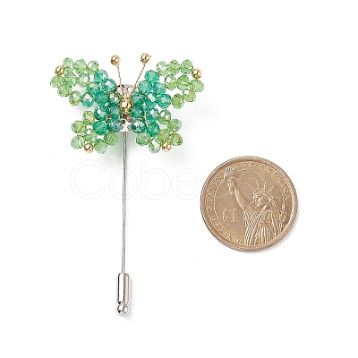 Glass Braided Bead Butterfly Lapel Pin JEWB-TA00005-1