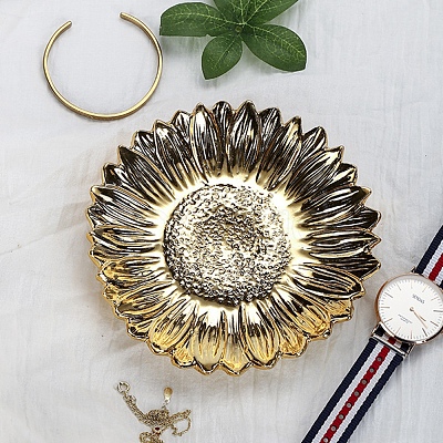 Golden Plated Ceramic Jewelry Plate PW-WG55473-08-1