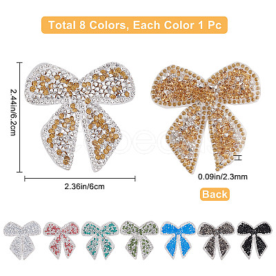 Gorgecraft 8Pcs 8 Colors Bowknot Resin Rhinestone Patches DIY-GF0005-28-1