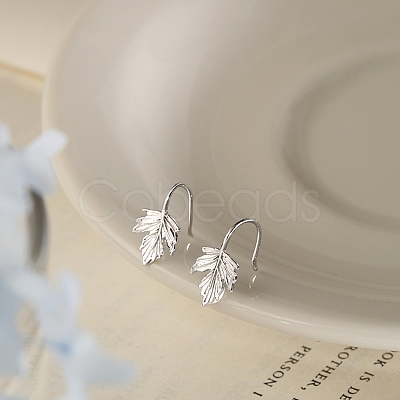 999 Fine Silver Leaf Cuff Earrings EJEW-P296-08P-1