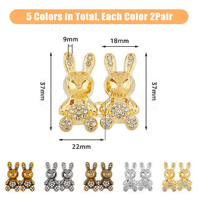 DICOSMETIC 10Pcs 5 Colors Rabbit Shape Alloy Adjustable Jean Button Pins AJEW-DC0001-17-1