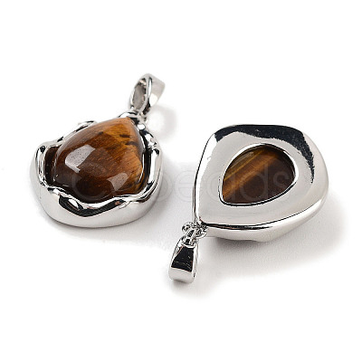 Natural Tiger Eye Teardrop Pendants KK-C051-59P-02-1