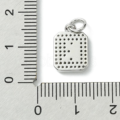 Rack Plating Brass Micro Pave Clear Cubic Zirconia Charms KK-G501-01K-P-1