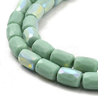 Frosted Imitation Jade Glass Beads Strands GLAA-P058-07B-10-1