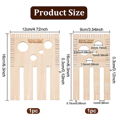 BENECREAT 1 Set Wood Weaving Looms Kit DIY-BC0006-71-1