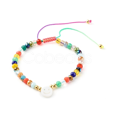 Electroplate Glass Nylon Thread Braided Bead Bracelets for Mom and Daughter BJEW-JB06359-03-1