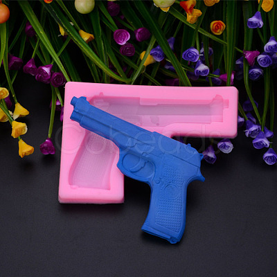 Handgun Shape DIY Food Grade Silicone Molds X-AJEW-P046-28-1