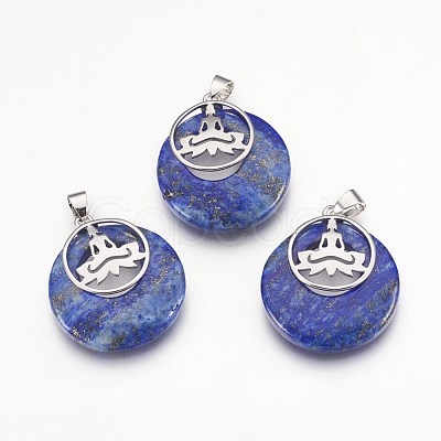 Natural Dyed Lapis Lazuli Pendants KK-F751-J09-1