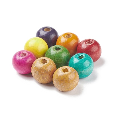 (Defective Closeout Sale: Wood Texture and Yellowing) Dyed Handmade Natural Wood European Beads WOOD-XCP0001-64-1