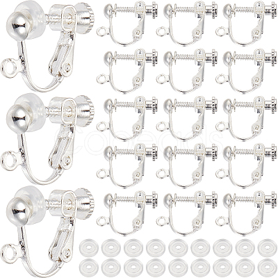 SOFPLATE 36Pcs Brass Screw On Clip-on Earring Findings KK-SP0001-18S-1