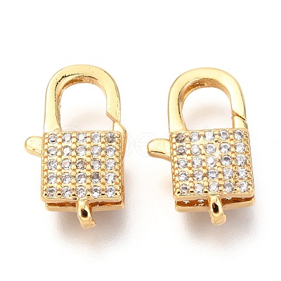 Brass Micro Pave Cubic Zirconia Lobster Claw Clasps ZIRC-O038-25G-1