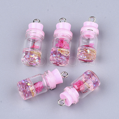 Glass Bottle Pendant Decorations X-GLAA-S181-05E-1