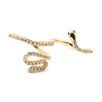 Brass Micro Pave Cubic Zirconia Cuff Rings RJEW-F116-10G-1