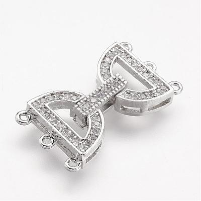 Brass Micro Pave Cubic Zirconia Fold Over Clasps ZIRC-F047-05P-1