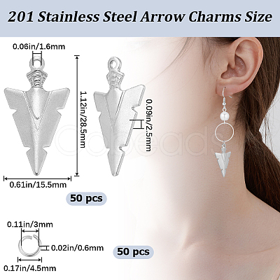 CREATCABIN 50Pcs 201 Stainless Steel Pendants STAS-CN0001-21-1