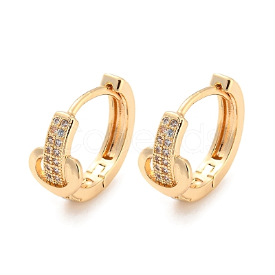 Rack Plating Brass with Cubic Zirconia Hoop Earrings for Women EJEW-G363-06KCG-1