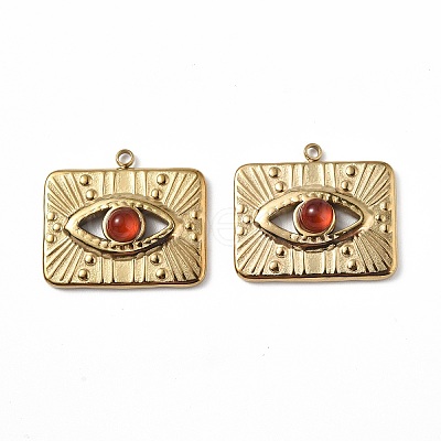 PVD Vacuum Plating 201 Stainless Steel Natural Red Agate Pendants STAS-C064-VC835-1